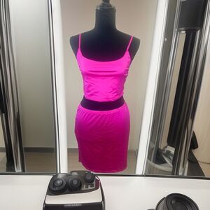 SHEIN Hot Pink Mini Skirt Set. SZ Large. #barbie #hotpink #miniskirtset